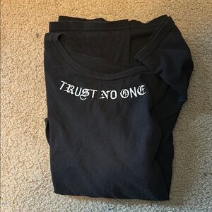 Black Graphic Tee with Trust No One Print